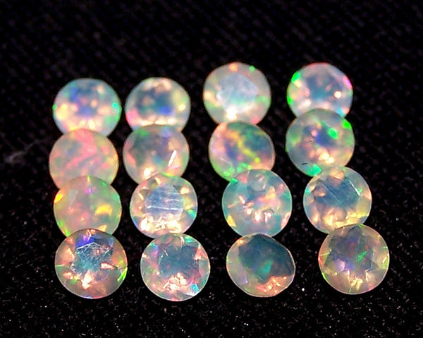 Masterpiece Calibrated 3 mm Faceted Round Cut Insane Rainbow Fire Ethiopian Welo Opal, 100 % Natural Loose Gemstone