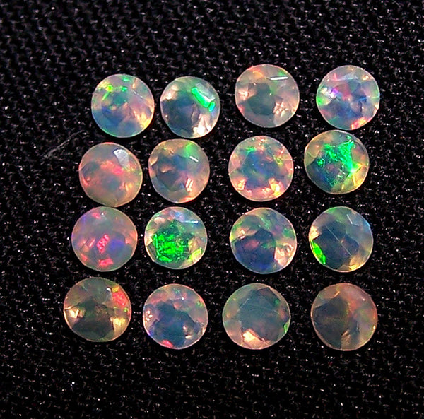 Masterpiece Calibrated 3 mm Faceted Round Cut Insane Rainbow Fire Ethiopian Welo Opal, 100 % Natural Loose Gemstone