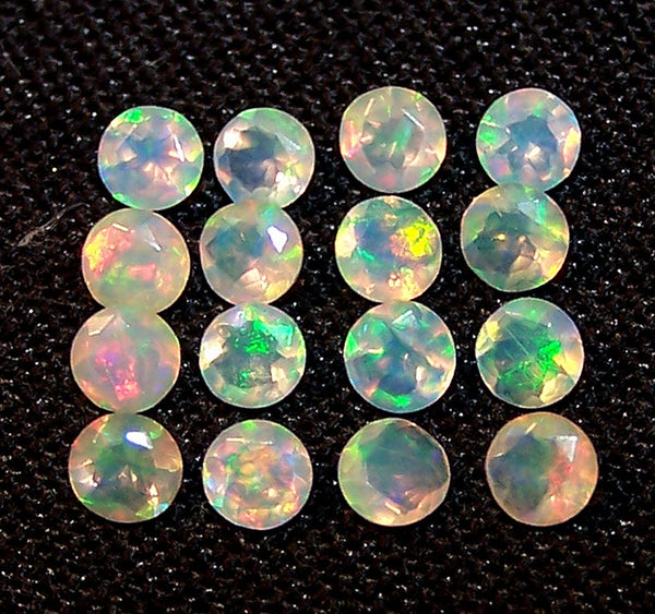 Masterpiece Calibrated 3 mm Faceted Round Cut Insane Rainbow Fire Ethiopian Welo Opal, 100 % Natural Loose Gemstone