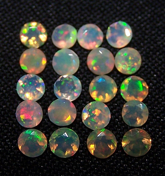 Masterpiece Calibrated 3 mm Faceted Round Cut Insane Rainbow Fire Ethiopian Welo Opal, 100 % Natural Loose Gemstone