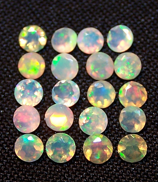 Masterpiece Calibrated 3 mm Faceted Round Cut Insane Rainbow Fire Ethiopian Welo Opal, 100 % Natural Loose Gemstone