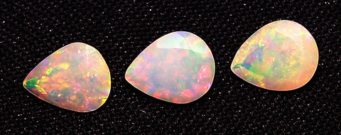 2.88 cts Insane Metallic Rainbow Fire Color Play Ethiopian Welo Opal Faceted 7 x 9 MM Pears : Loose Gemstone Lot/Parcel > AAA : Also has Matched pair for Earrings