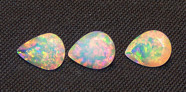 2.88 cts Insane Metallic Rainbow Fire Color Play Ethiopian Welo Opal Faceted 7 x 9 MM Pears : Loose Gemstone Lot/Parcel > AAA : Also has Matched pair for Earrings