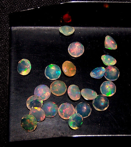Masterpiece Calibrated 5 mm Faceted Round Cut Insane Rainbow Fire Ethiopian Welo Opal, 100 % Natural Loose Gemstone