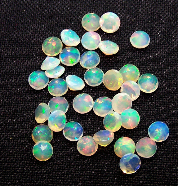 Masterpiece Calibrated 4 mm Faceted Round Cut Insane Rainbow Fire Ethiopian Welo Opal, 100 % Natural Loose Gemstone