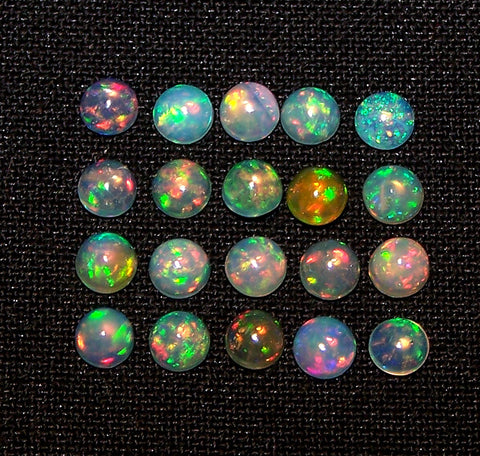 Calibrated Insane Metallic Rainbow Fire Color Play Milky & Transparent 4 MM Round Ethiopian Welo Opal Cabochon Loose(1 Pc) AAA