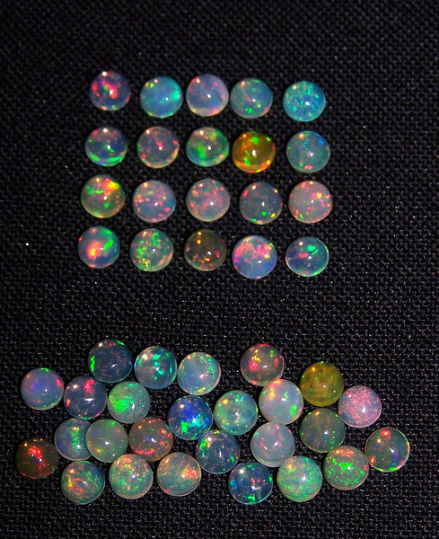 Calibrated Insane Metallic Rainbow Fire Color Play Milky & Transparent 4 MM Round Ethiopian Welo Opal Cabochon Loose(1 Pc) AAA