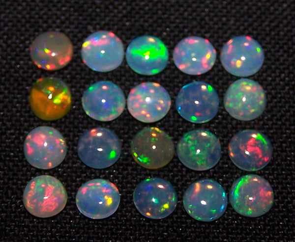 Calibrated Insane Metallic Rainbow Fire Color Play Milky & Transparent 4 MM Round Ethiopian Welo Opal Cabochon Loose(1 Pc) AAA