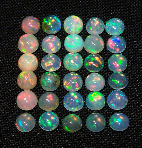 Calibrated Insane Metallic Rainbow Fire Color Play Milky & Transparent 5 MM Round Ethiopian Welo Opal Cabochon Loose(1 Pc) AAA
