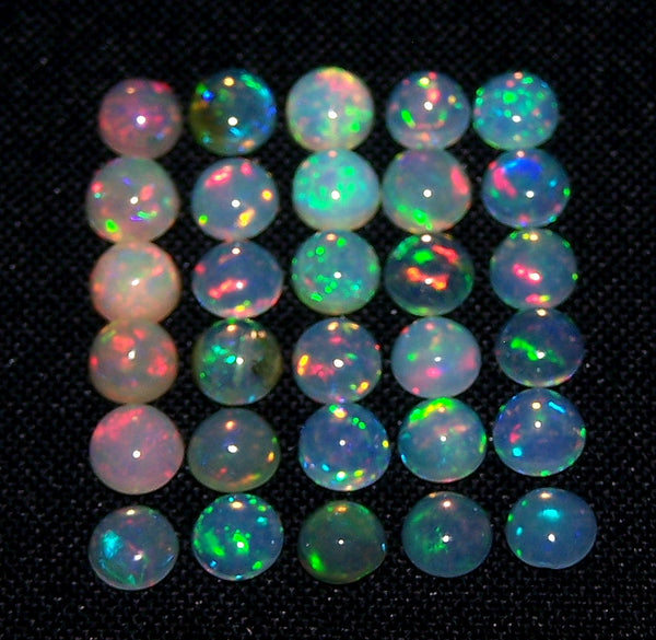 Calibrated Insane Metallic Rainbow Fire Color Play Milky & Transparent 5 MM Round Ethiopian Welo Opal Cabochon Loose(1 Pc) AAA