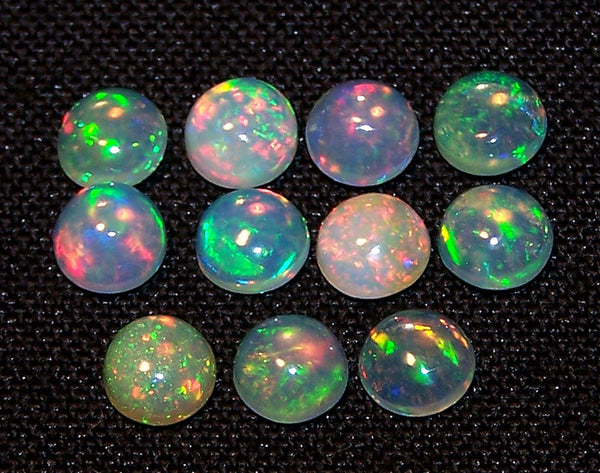 Calibrated Insane Metallic Rainbow Fire Color Play Milky & Transparent 5 MM Round Ethiopian Welo Opal Cabochon Loose(1 Pc) AAA