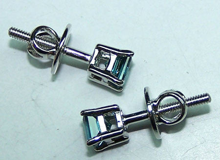 1/2 carat T.W. Enhanced Sea-Blue Color Fancy Diamond Princess Cut Solitaire,SI Clarity, 18 K White Gold Stud Earrings