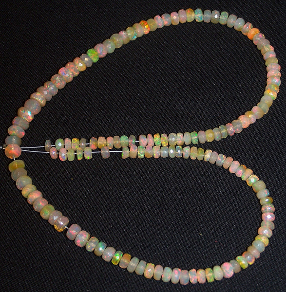 56 cts Insane Natural Multi Rainbow Color Play, Milky Ethiopian Welo Opal Micro Faceted Beads String 4 to 6 MM AAA 16 inch