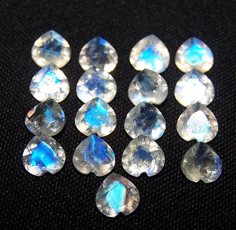 Blue Flashy White Rainbow Moonstone 6 x 6 mm Heart Cut Loose Gem, Masterpiece Calibrated 100 % Natural Gemstone AAA (1 Piece) Per Order
