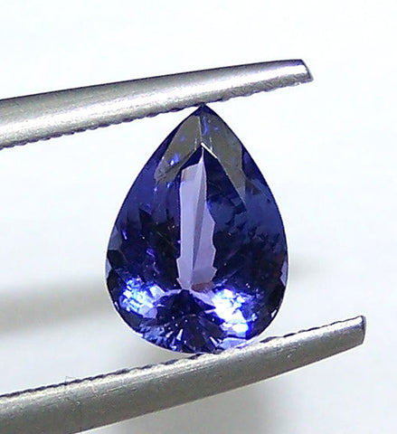 1.45 Cts Medium Blue Tanzanite Faceted Pear D Block AAA Natural Gemstone > For Engagement Ring,Pendant,Bracelet and more...