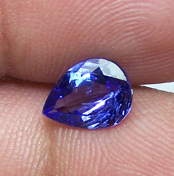 1.45 Cts Medium Blue Tanzanite Faceted Pear D Block AAA Natural Gemstone > For Engagement Ring,Pendant,Bracelet and more...