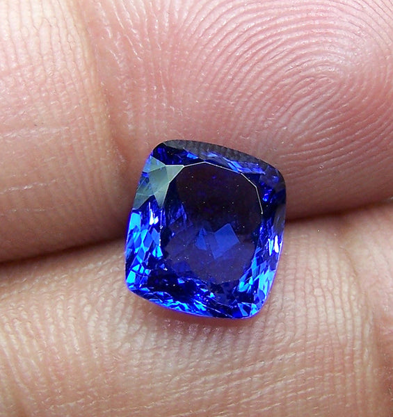 Unique 3.50 Cts Certified Natural Loose Tanzanite Cushion D Block AAA Gemstone > Rich Blue >For Engagement Ring,Pendant,Bracelet, Necklace and more...