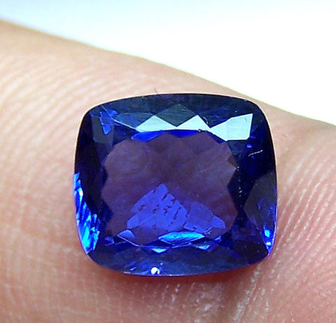 Unique 3.50 Cts Certified Natural Loose Tanzanite Cushion D Block AAA Gemstone > Rich Blue >For Engagement Ring,Pendant,Bracelet, Necklace and more...