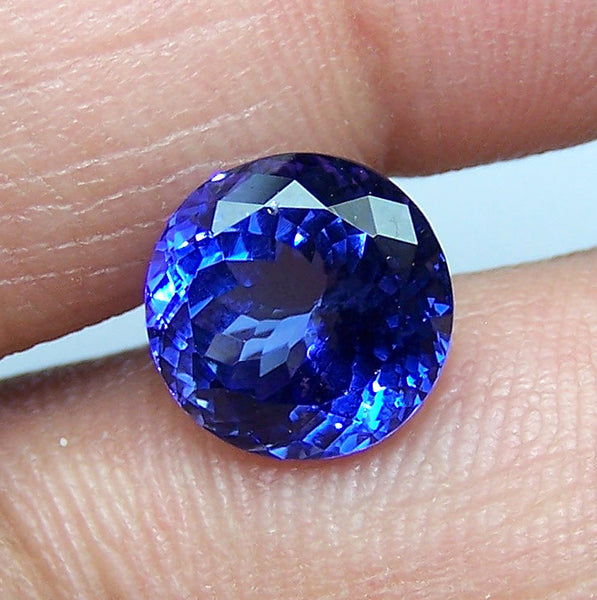 Masterpiece 10 MM Round Cut Certified Natural Loose Tanzanite D Block AAA Gemstone > Cornflower Blue : For Engagement & Bridal Ring, Bracelet, Pendant and more...
