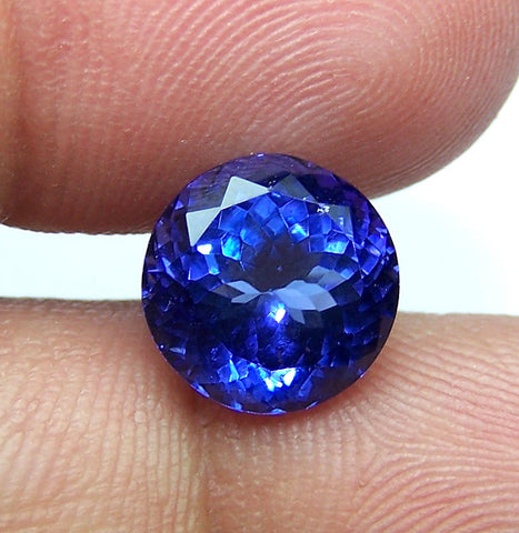 Masterpiece 10 MM Round Cut Certified Natural Loose Tanzanite D Block AAA Gemstone > Cornflower Blue : For Engagement & Bridal Ring, Bracelet, Pendant and more...