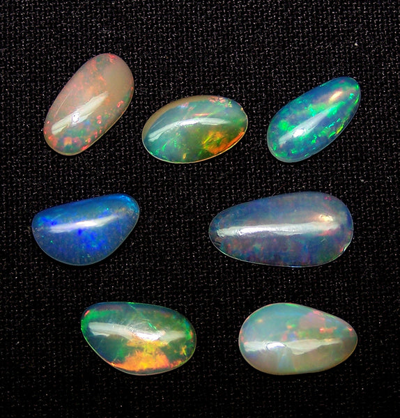 Sure Unique Insane Rainbow Color Play Ethiopian Welo Opal Smooth Slice Gems AAA, Milky and Transparent, (7 Pcs) Wholesale Lot/Parcel