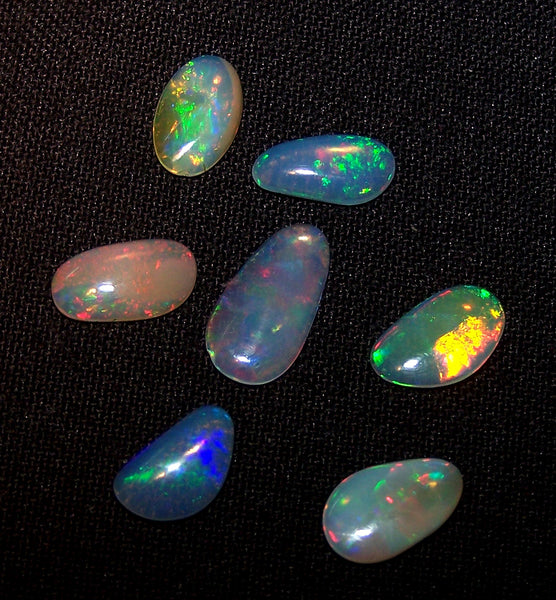 Sure Unique Insane Rainbow Color Play Ethiopian Welo Opal Smooth Slice Gems AAA, Milky and Transparent, (7 Pcs) Wholesale Lot/Parcel