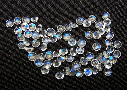 Masterpiece 3 mm Faceted Round Cut Transparent Blue Flashy White Rainbow Moonstone Loose Gem, 100 % Natural AAA (1 Piece) Per Order