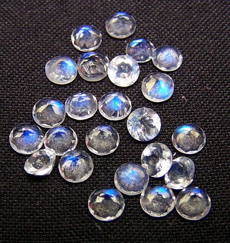 Transparent Blue Flashy White Rainbow Moonstone 5 mm Faceted Round Cut Loose Gem,Masterpiece Calibrated 100 % Natural Gems AAA (1 Piece) Per Order