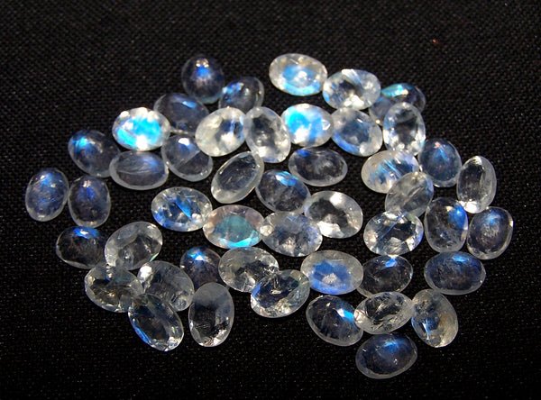 Transparent Blue Flashy White Rainbow Moonstone 5 X 7 Mm Faceted Oval Gem,masterpiece Calibrated 100 % Natural Loose Aaa (1 Piece) Per Order