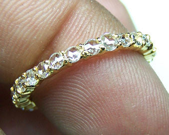 Super Unique 0.78 cts G/H SI Rose Cut Diamond Eternity Band/Ring Yellow Gold 18 K > Fine Jewelry