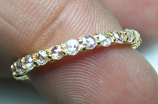 Super Unique 0.78 cts G/H SI Rose Cut Diamond Eternity Band/Ring Yellow Gold 18 K > Fine Jewelry
