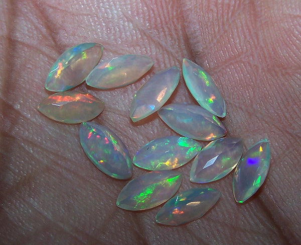Calibrated 4 x 8 MM Ethiopian Welo Opal Faceted Markis, Insane Metallic Rainbow Fire Color Play, Loose(12 Pcs)Wholesale Lot/Parcel AAA