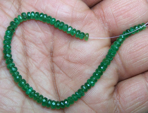 23.60 cts Premium Emerald Color Natural Tsavorite Garnet Micro Faceted Beads Mini - String 3.6 to 4.3 MM AAA