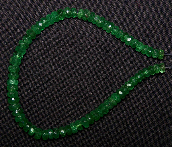 23.60 cts Premium Emerald Color Natural Tsavorite Garnet Micro Faceted Beads Mini - String 3.6 to 4.3 MM AAA