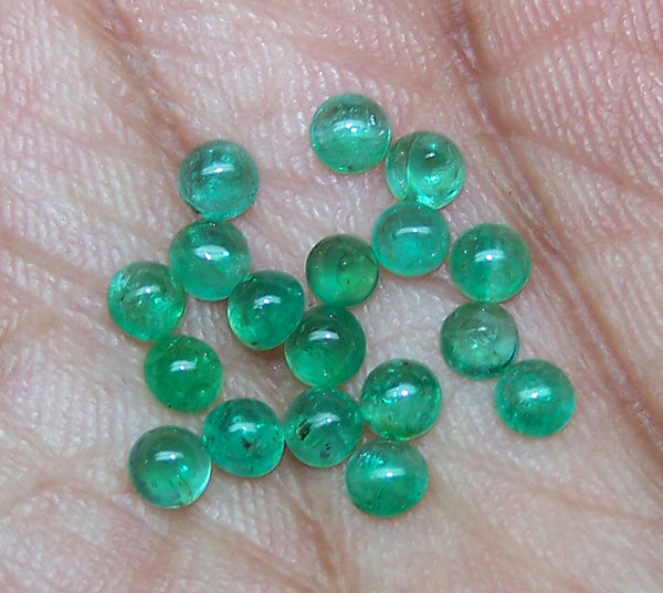 100 % Natural Lush Green Shade of Masterpiece Calibrated 3 mm to 4 MM Round Smooth Cabochons of Brazilian Emerald, Loose Gemstone