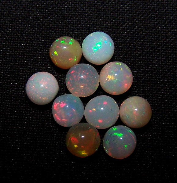 Masterpiece Ultra Rare Insane Multi Rainbow Fire Ethiopian Welo Opal Round Sphere Balls, (10 Pcs), 5.5 - 5.8 MM AAA