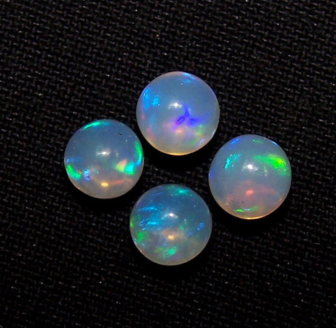 Masterpiece Ultra Rare Insane Electric Blue Fire Transparent Ethiopian Welo Opal Round Sphere Balls, (4 Pcs), 5.5 - 5.9 MM AAA