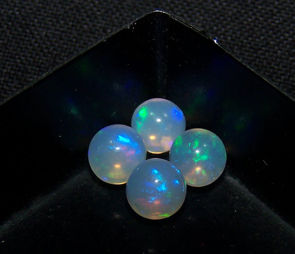Masterpiece Ultra Rare Insane Electric Blue Fire Transparent Ethiopian Welo Opal Round Sphere Balls, (4 Pcs), 5.5 - 5.9 MM AAA