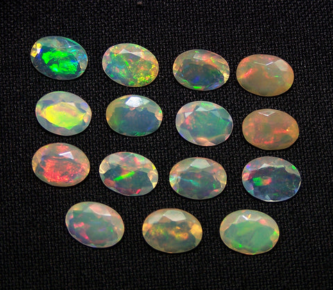 Insane Rainbow Fire Metallic Color Play 6 x 8 MM Faceted Ethiopian Welo Opal Ovals AAA, Milky & Transparent, Wholesale Lot/Parcel