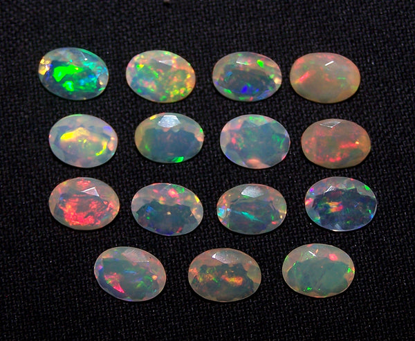 Insane Rainbow Fire Metallic Color Play 6 x 8 MM Faceted Ethiopian Welo Opal Ovals AAA, Milky & Transparent, Wholesale Lot/Parcel