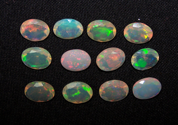 7 x 9 MM Faceted Ethiopian Welo Opal Ovals, Insane Rainbow Fire Metallic Color Play AAA, Milky & Transparent, Wholesale Lot/Parcel