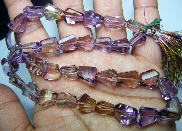 Unique 267 Cts Natural Ametrine (Amethyst & Citrine Bio) Faceted Tumble/Nugget Beads AAA (36 Pcs) Ful/l 18 inch Strand > Bracelet, Earrings