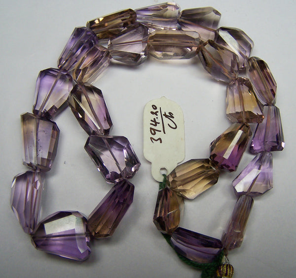 Unique 394 Cts Natural Ametrine (amethyst & Citrine Bio) Faceted Tumble/nugget Beads (25 Pcs) Full 18 Inch Strand > Necklace, Earrings
