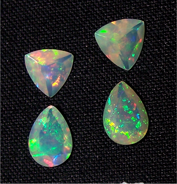 4.20 cts Insane Rainbow Fire Color Play Ethiopian Welo Opal Faceted 8 x 8 MM Trillion & 7 x 10 MM Pear Loose AAA : Matched pair for Earrings