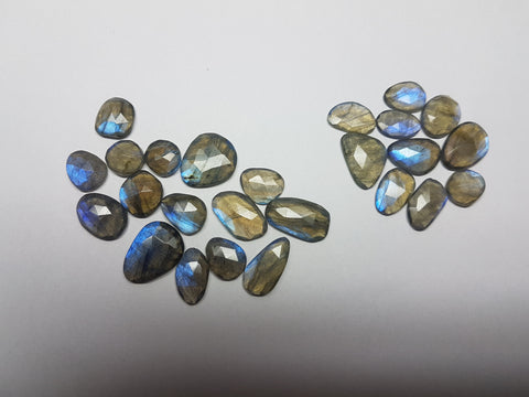 67.95 cts Blue Flashy Labradorite Rose Cut Faceted Slice Gems, Wholesale Parcel/Lot of Free Form Loose Gems,100 % Natural AAA
