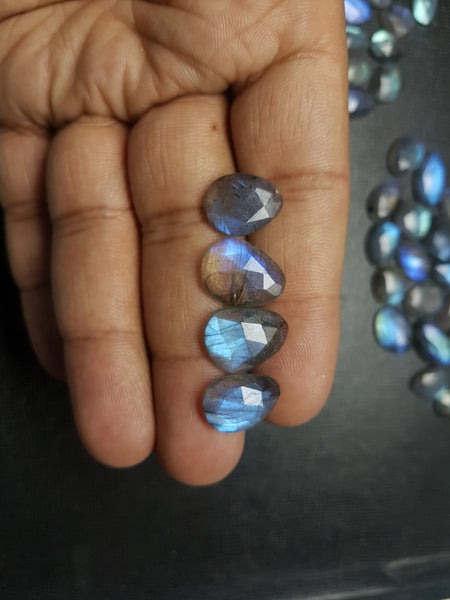 85.14 cts Blue Flashy Labradorite 20 pieces Rose Cut Faceted Slice Gems, Wholesale Parcel/Lot of Free Form Loose Gems,100 % Natural AAA