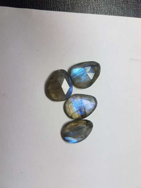 85.14 cts Blue Flashy Labradorite 20 pieces Rose Cut Faceted Slice Gems, Wholesale Parcel/Lot of Free Form Loose Gems,100 % Natural AAA
