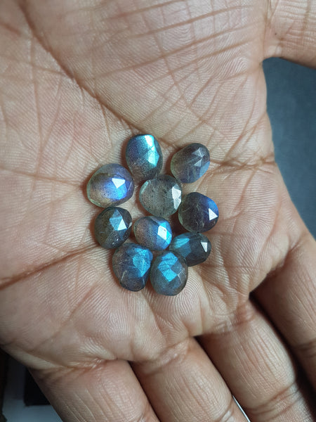 85.14 cts Blue Flashy Labradorite 20 pieces Rose Cut Faceted Slice Gems, Wholesale Parcel/Lot of Free Form Loose Gems,100 % Natural AAA