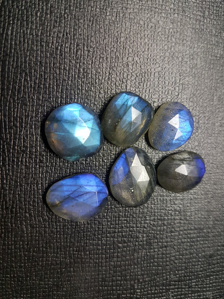 85.14 cts Blue Flashy Labradorite 20 pieces Rose Cut Faceted Slice Gems, Wholesale Parcel/Lot of Free Form Loose Gems,100 % Natural AAA