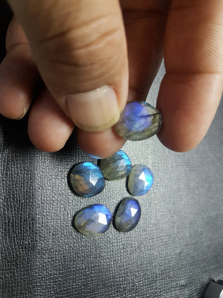85.14 cts Blue Flashy Labradorite 20 pieces Rose Cut Faceted Slice Gems, Wholesale Parcel/Lot of Free Form Loose Gems,100 % Natural AAA